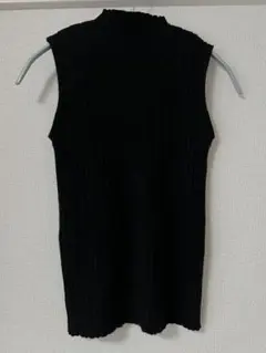 リブ ノースリーブ ニット ブラックのサムネイル