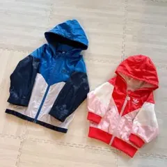 アディダス adidas 兄妹 ブルー ピンク ウィンドブレーカー 2点セット