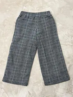 子供服 チェック柄ワイドパンツ 110cm グレー系