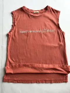 GUロゴ刺繍 ノースリーブTシャツ テラコッタ