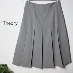 【美品】Theory セオリー グレー プリーツスカート ひざ丈 サイズ2