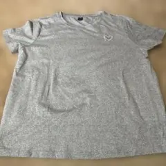 グレー ハート装飾 Tシャツ Lサイズ