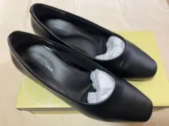 fuwaraku 黒 幅広 3E スクエアトゥ パンプス 防水 24cm