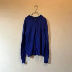 ユニクロ　メリノクルーネックカーディガン ブルー　L 青　長袖　差し色　羽織り