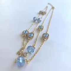 未使用⭐︎ロングネックレス ブルービーズ ゴールド アクセサリーのサムネイル