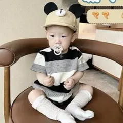 赤ちゃん ペアtシャツ ペア ロンバース ストライプ ベビー サイズ 73