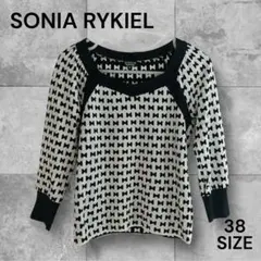 SONIA RYKIEL 綿100%カットソー リボン柄 38サイズ