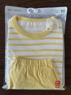 【未開封で発送】90サイズ ユニクロ 半袖 ドライパジャマ イエロー ボーダー