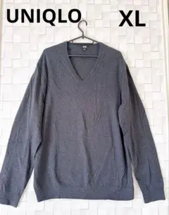 ユニクロ スーピマコットンVネックセーター XL ダークグレー