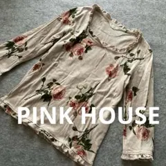 PINKHOUSE フリル コットン 長袖 ピンク バラ 花 リボン 日本製