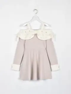 evelyn リボンオフショルミニワンピース ピンク