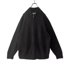 【L.L.BEAN】フルジップ ニットセーター スタンドカラー ブラック 無地