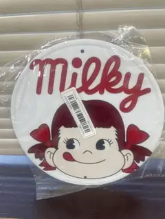 ペコちゃん 白 丸 ブリキ レトロ 看板 新品 アンティーク 壁掛け