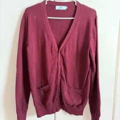 ワインレッド Vネック カーディガン