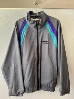 Reebok ナイロンジャケット グレー/パープル/ターコイズ