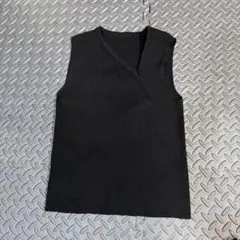 Vネック リブニット ノースリーブ ブラックのサムネイル