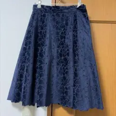 プロポーション　スムースベロアエンブロイダリーフレアスカート