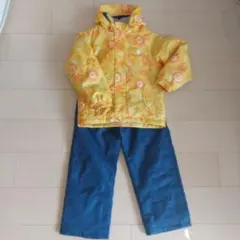 子供用スキーウェア 花柄 イエロー/青 １２０cm