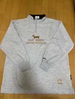 【美品】トレーナー ハーフジッパー グレー ミニチュアダックスフント