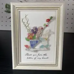 シーグラスアート　うさぎさんの渾身の生け花