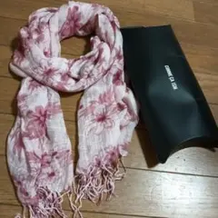 COMME CA ISM コムサイズム　ストールピンク　花柄フリンジストール