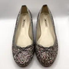 し*ろ様 グリッターフラットパンプス 24cm 結婚式 パーティー リボン