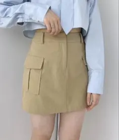 【Heather】ベージュ タイトスカート サイドポケット付き