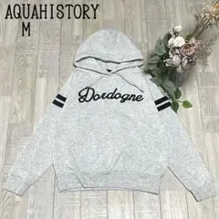 【AQUAHISTORY】ロゴ　スウェットプルパーカー　カジュアル　グレー　M