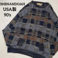 【希少】USA製　90's SHENANDOAH パネル　3D デザインニット