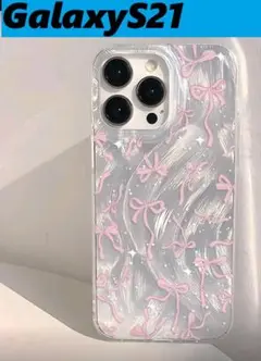 GalaxyS21 リボン　可愛い Galaxyケース　マルチカラー