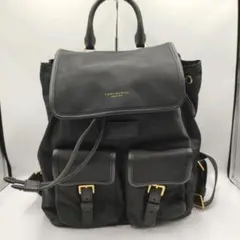 極美品 トリーバーチ リュック ナイロン ブラック　フラップ　巾着 チャーム付き