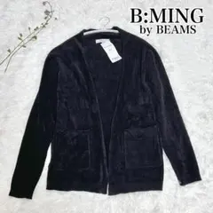 新品B:MING by BEAMSノーボタンノーカラーカーディガン 黒 S