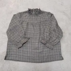 エムズエキサイト　トップス　チェック柄　ブラウス　茶色　七分袖　М