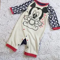 ミッキーマウス ロンパース 60cm 70cm 長袖 ディズニー 男児 男の子