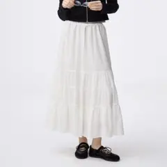 GU ティアードフレアスカート M OFF WHITE