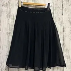 ￼ナチュラルビューティーベーシック　黒 ドット柄 フレアスカート ひざ丈 XS