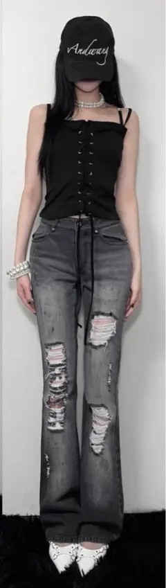 andwang Dameged wash denim pants デニム　パンツ
