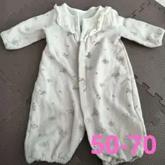 ベビー　50-70サイズ　フリル付き花柄ロンパース