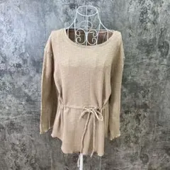 ✨RETRO GIRL✨レトロガール♡リブニット♡チュニック♡ベージュ(M)のサムネイル
