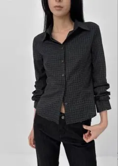 【新品】BLACKUPセニアチェックシャツ チャコール 長袖シャツ