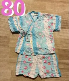 エリカランド　甚平　お花　うさぎ　80 綿100%