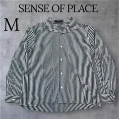 【都会的】SENSE OF PLACE ストライプ 長袖 シャツ M