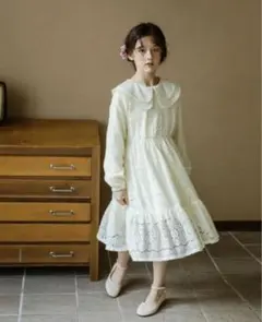 marbeine アイボリー レース 長袖ワンピース 140cm