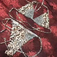 #0358 セクシー悩殺レオパード柄ブラジリアンリゾートタイサイドビキニSサイズ