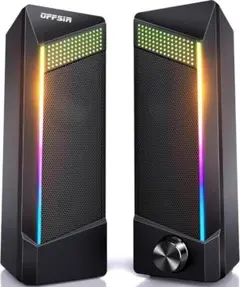 OFFSIR PCスピーカー ゲーミングスピーカー USB有線 RGBライト付き