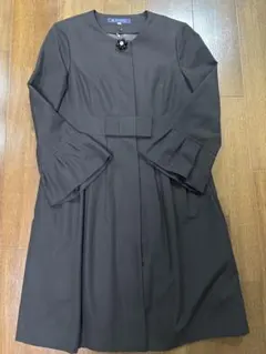 エムズグレイシー ジップアップ ブルー ロングコート 40 ノーカラー