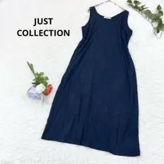 JUST COLLECTION ノースリーブ　ロング　カットソー　ワンピ　M 紺