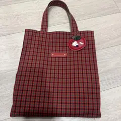 極美品✨ファミリア 赤と黒のチェック柄トートバッグ - メルカリ