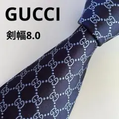 GUCCI グッチ 総柄ネクタイ ネイビー シルク100% イタリア製 - メルカリ