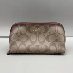 美品✨COACH マルチポーチ 化粧ポーチ シグネチャー PVC レザー 茶
